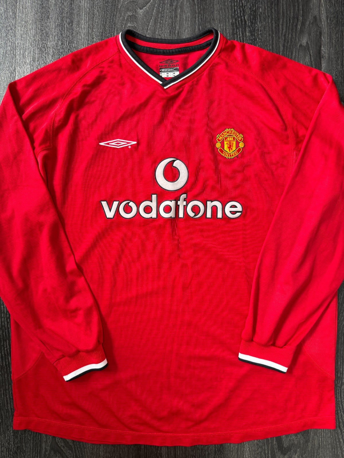 Original Umbro Manchester United 2000/2001 Long Sleeve Home Shirt Mens XXL0