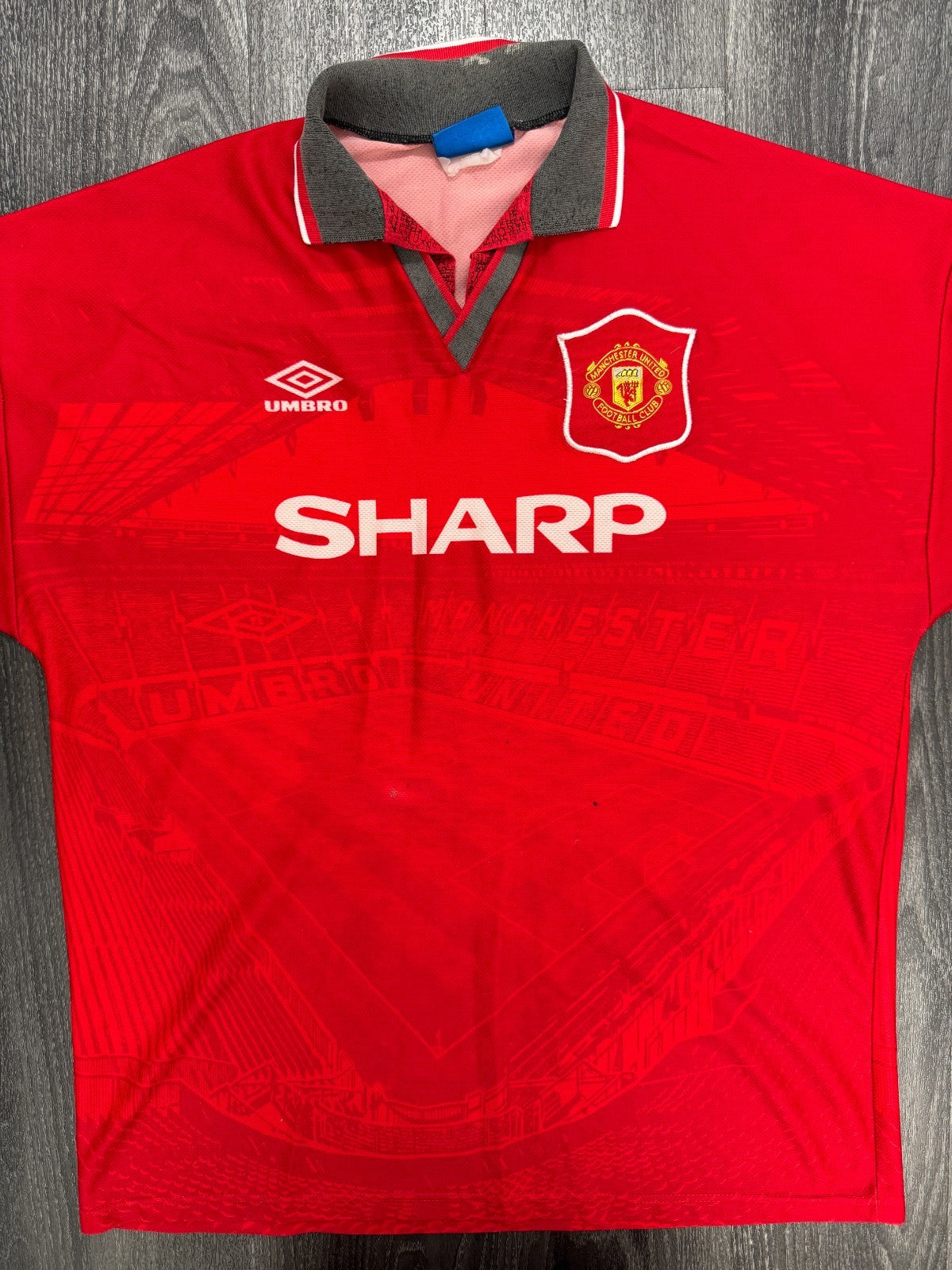 Original Authentic Umbro Manchester United 1994/1995 Home Shirt Mens XL0