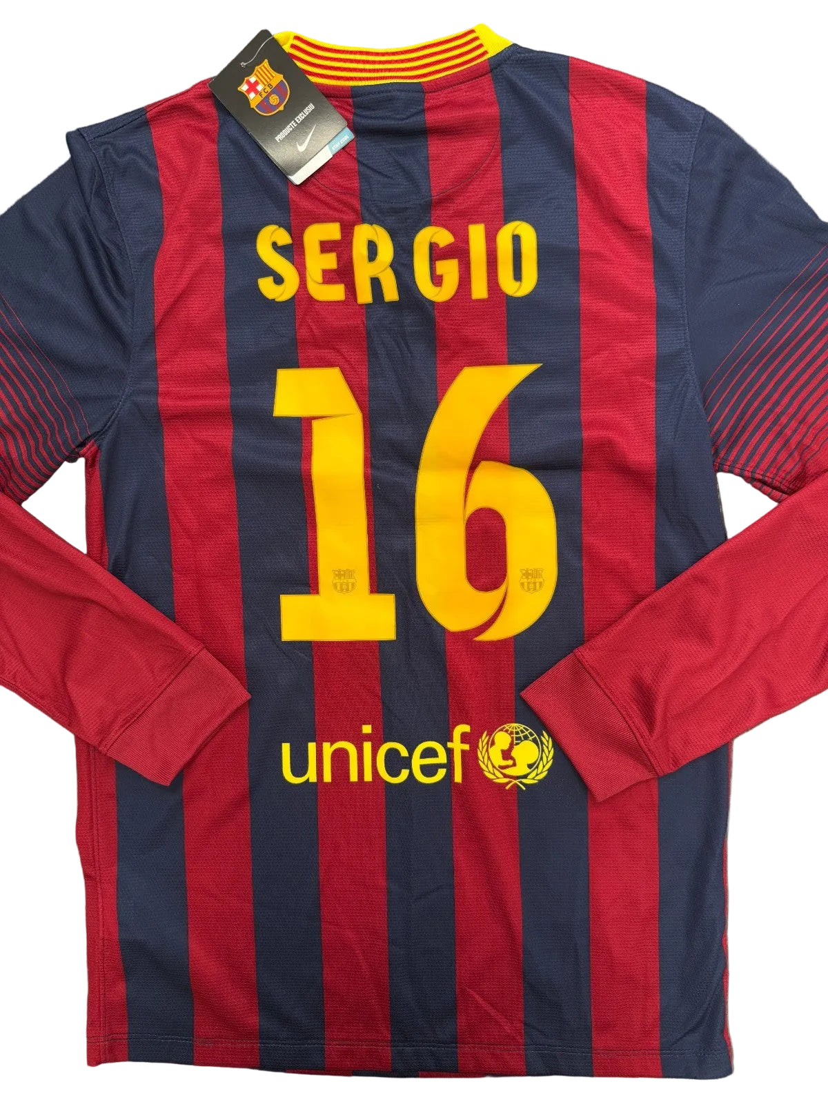 BNWT Original Nike Barcelona 2013/2014 Long Sleeve Home Shirt SERGIO 16 Mens S0